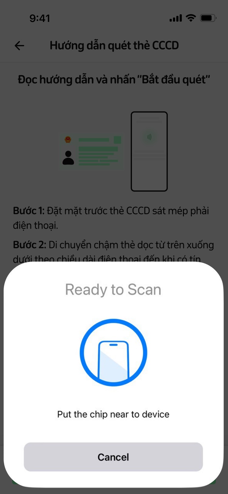 Xác thực căn cước / reading the chip
