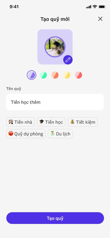 Create a pot: name, colour and presets