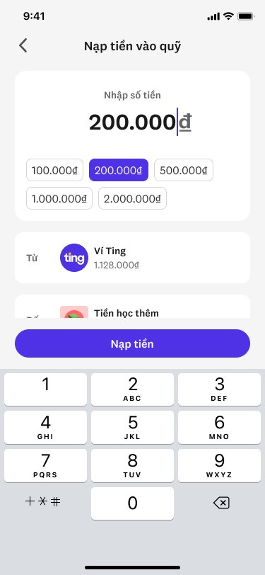 Top up with an amount keypad